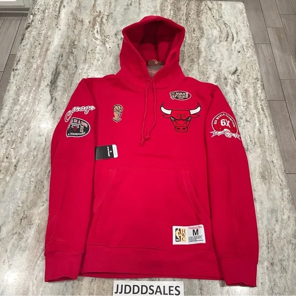 Mitchell Ness NBA Chicago Bulls Champ City Red Black Pullover